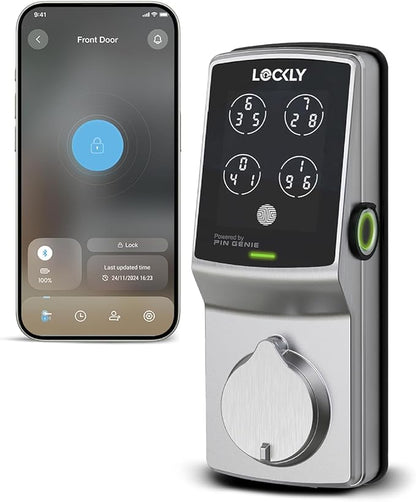 Lockly Secure Plus, Keyless Entry Door Lock, Smart Locks for Front Door, Smart Lock Deadbolt, PIN Genie® Keypad, 3D Biometric Fingerprint Sensor, Auto Lock Smart Door Lock
