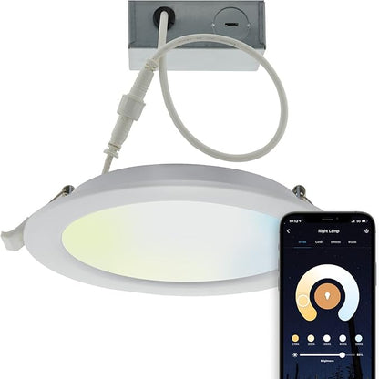 Satco S11261 Starfish 4 Inch Edge-Lit WiFi Smart LED Recessed Downlight, Works with Siri, Alexa, Google Assistant, SmartThings, Tunable White, 650 Lumens