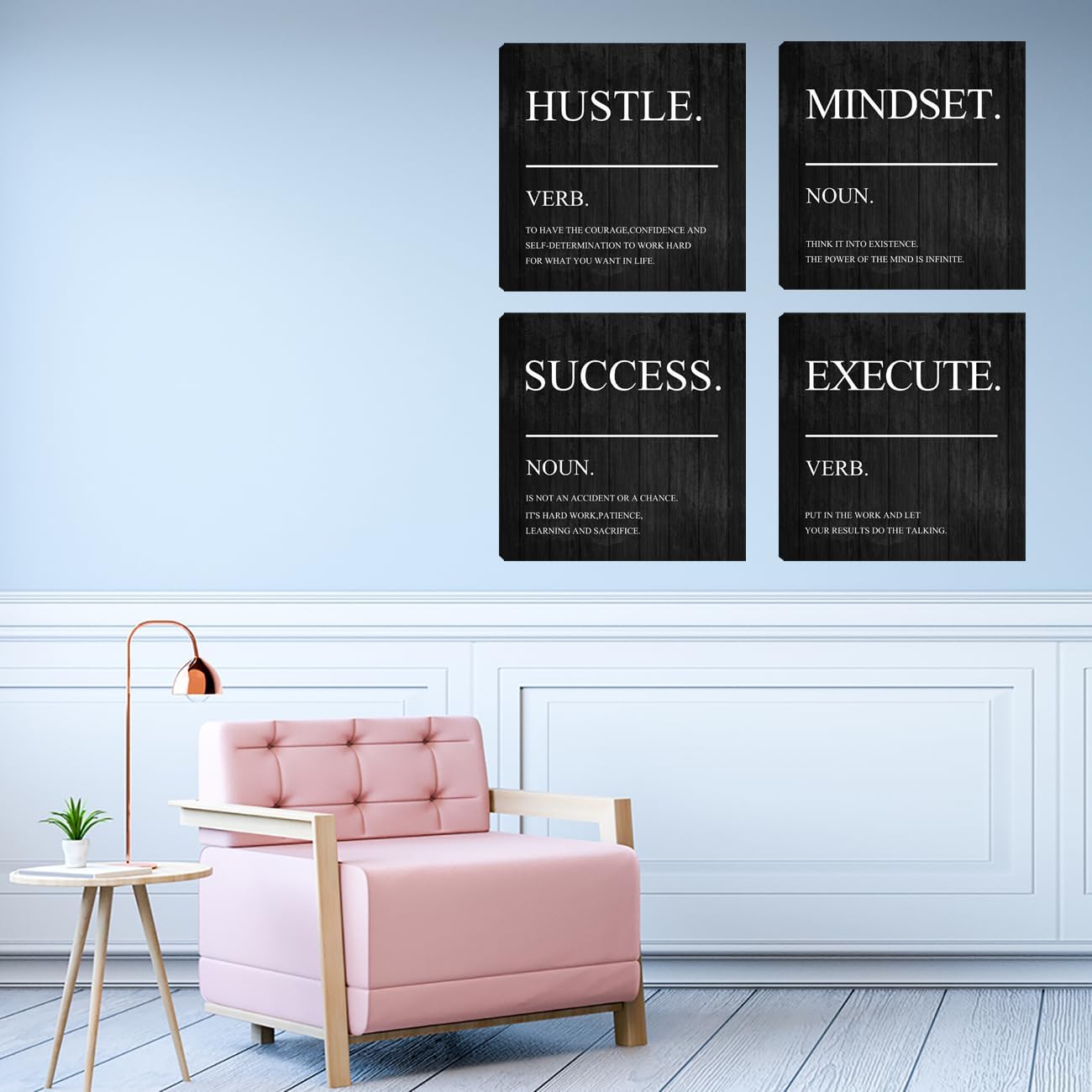 Motivational Wall Decor Canvas Framed Wall Art,Inspirational Office Quotes Canvas Home Decorations Wall Decor Artwork,Positive Quote Words Poster Wall Art for Company Living Room Bedroom 12”X12”X4