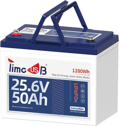 24V 50Ah LiFePO4 Lithium Battery Enhanced Version, Max Continuous Discharge 1.2C (60A), IP65 Low-Temp Protection Deep cycle Battery Fit for High Power Motors/Equipment/RV (Group24)