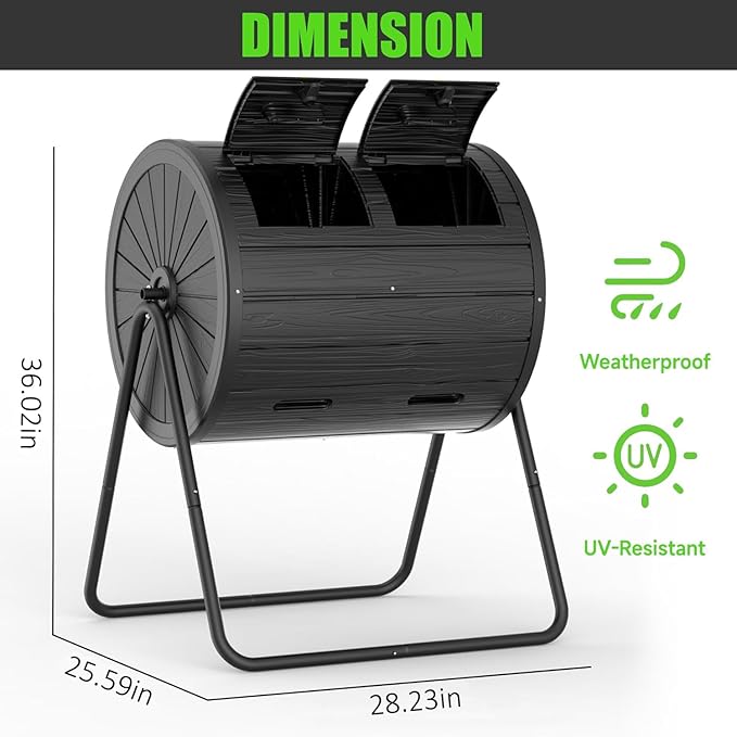 Compost Bin 43 Gallon Premium Compost Bin Outdoor for Gardeners, Featuring a Durable Composter Tumbler Outdoor & High-Efficiency Compost Machine Functionality(Black)