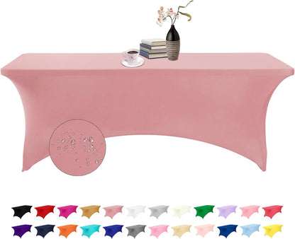 Spandex 8ft Waterproof Table Cover for Party,Wedding, Banquet, and Events(Dusty Pink)