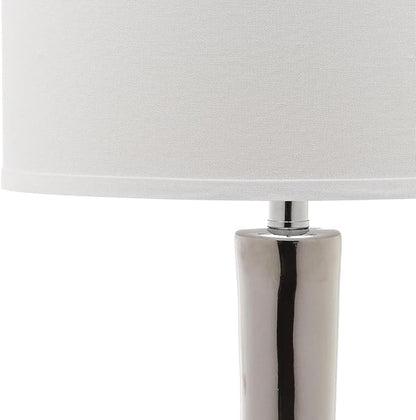 SAFAVIEH Lighting Collection Mae Long Neck Modern Contemporary Silver Ceramic 31-inch Bedroom Living Room Home Office Desk Nightstand Table Lamp Set of 2 (LED Bulbs Included)