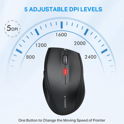 E-YOOSO Bluetooth Wireless Mouse for Laptop, Portable Optical Computer Mouse, 6 Buttons, Cordless 2.4GHz with USB Receiver, 5-Level 4800 DPI, 18 Months Battery Life, for PC, Chromebook, Windows, Mac