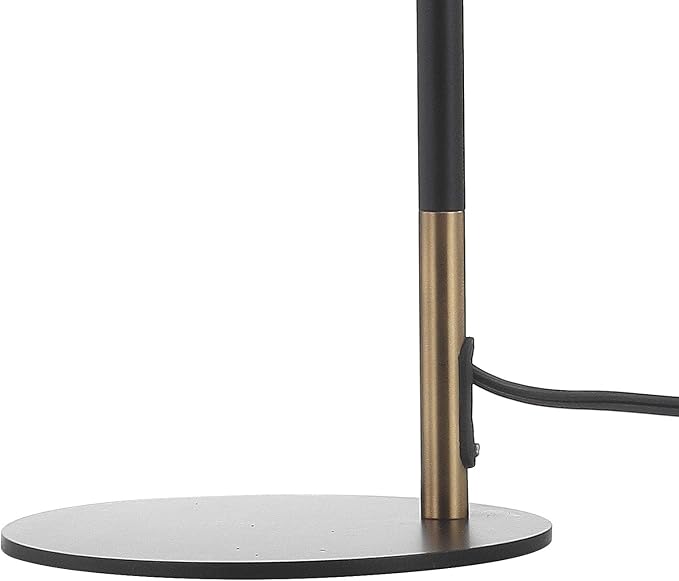 JONATHAN Y 19.25" Black/Brass Gold Edison Metal LED Task Lamp, Contemporary Industrial Adjustable Desk Lamp for Home Office, Reading, UL Listed, LED Bulb Included JYL6116A