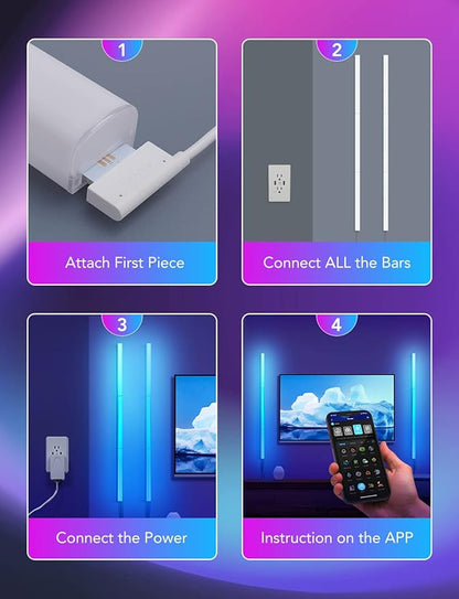 Govee Glide Wall Lights, RGBIC LED Light, Smart Gaming Light Compatible with SmartThings, RGB Lights Bar, LED Wall Lights for Bedroom, 2 Panels Set (3 Sections/Panel)