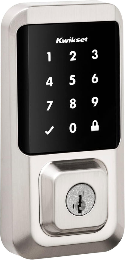 Kwikset Halo Wi-Fi Smart Lock, Keyless Entry Door Deadbolt, Geofence Auto-Unlock, Grade AAA Certified, No Hub Required Easy Install, Satin Nickel Lifetime Finish Warranty, Touchscreen