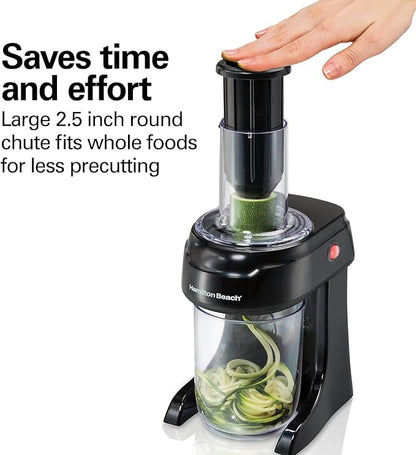Hamilton Beach 3-in-1 Electric Vegetable Spiralizer for Veggie Noodles, Zoodle Maker & Slicer With 3 Cutting Cones for Spaghetti, Linguine, and Ribbons, 6-Cups, Black (70930) (Pack of 2)
