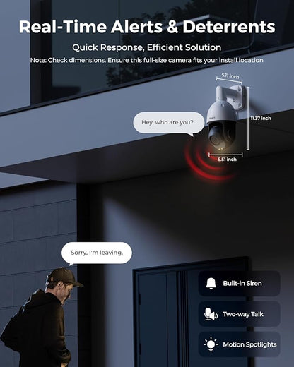 REOLINK 4K UHD PoE PTZ Camera for Outdoor Security, 360° Pan & 90° Tilt for Auto Tracking, 5X Optical Zoom and 3D Zoom, AI Detection, Color Night Vision, 24/7 Recording, 2 Way Talk, RLC-823S1