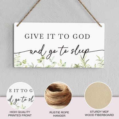 Christian Decor Give It to God And Go To Sleep Sign Rustic Bible Verse Sign Scripture Printed Wood Sign Wall Art Religious Gifts Faith Based Gifts