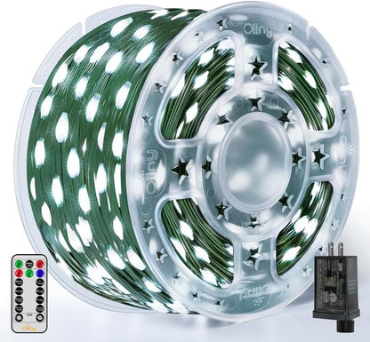 Ollny Christmas Lights 1000 LED 330 FT, IP67 Waterproof Plug in Christmas Tree Lights with Remote, 8 Modes, 3 Timers, Dimmable, House Xmas Indoor Decorations Outdoor String Lights (Cool White)