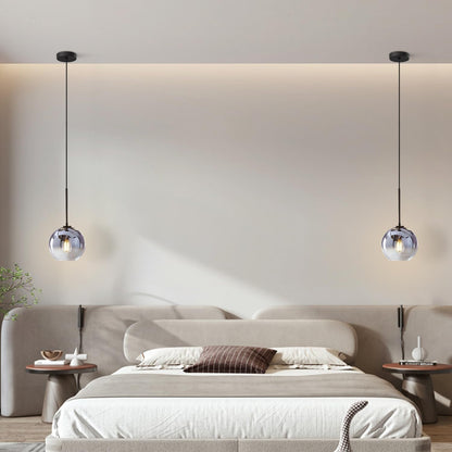 KCO Lighting Mercury Glass Pendant Light Fixtures Mid Century Modern Silver Kitchen Island Pendant Lights Ceiling Hanging Black Large Globe Pendant Light for Living Room Dining Room