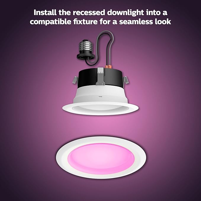 Philips Hue Smart Recessed Lighting 4 Inch - White and Color Ambiance Color-Changing Light - 850 Lumen - Control with Hue App - Compatible with Alexa, Google Assistant and Apple Homekit - 1 Pack
