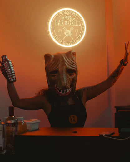 Bar & Grill Neon Sign for Home Bar Wall Art Decor, Dimmable LED Neon Lights Bar and Grill Signs for Backyard Patio Garden Yard BBQ Birthday Party, Grilling Light Up Sign for Housewarming Gifts