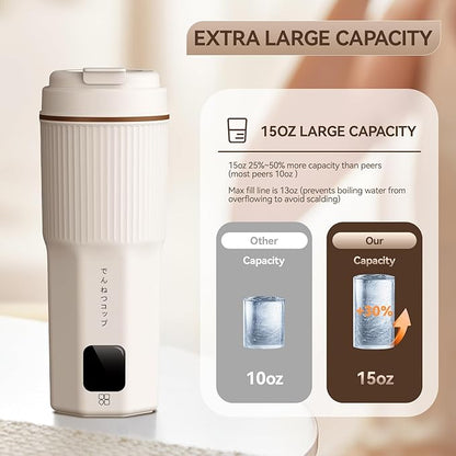 Travel Kettles 13oz 300W with 6 Temperature Control Small Portable Kettle, Overheat Protection Electric Kettle, Stainless Steel Leakproof Design Small Kettle 100-240V
