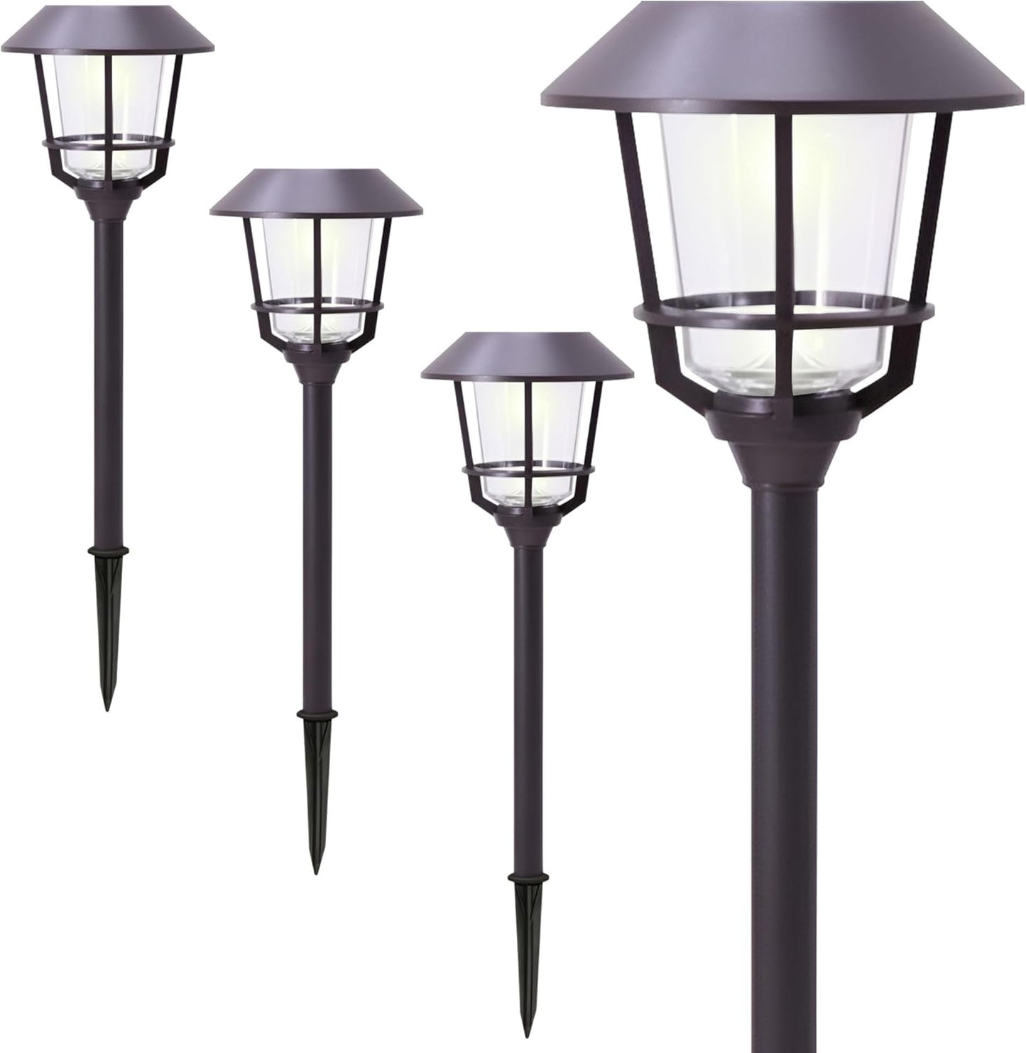 Solar LED Path Lights 4 Pack – 12 Lumens, Warm White, Oil-Rubbed Bronze, Solar Powered, Stainless Steel, Weather-Resistant for Garden, Walkway, Patio