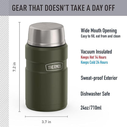 THERMOS Stainless King Vacuum-Insulated Food Jar, 24 Ounce, Army Green