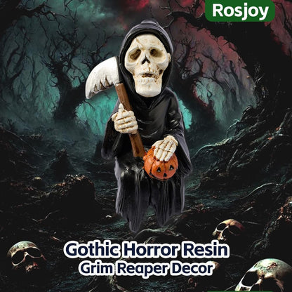 Halloween Fun Miniature Grim Reaper Figurine,Gothic Horror Resin Grim Reaper Decor,for Bookshelf Decor,Desk Trinkets,Collectible,Party Gifts
