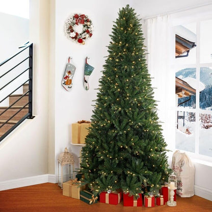 Naomi Home 7.5ft Christmas Tree with Lights, Realistic Fir Prelit with 1746 Branch Tips, 550 Warm Lights and Metal Stand, Aritificial Tree, +ürbol De Navidad