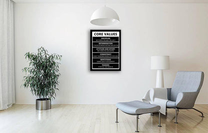 Inspirational Wall Art Painting on Canvas Motivational Entrepreneur Quotes Pictures Core Values Posters and Prints Artwork Modern Inspirational Office Wall Decor Home Gym Decor Framed[30" W X 40" H]