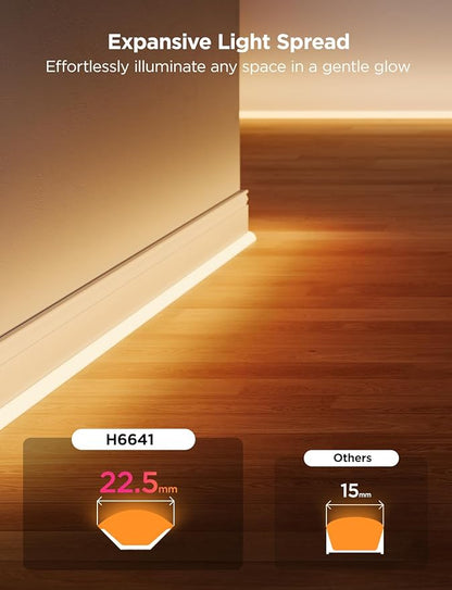 Govee Neon Rope Light for Wall Lining, LED Rope Lights Work with Matter, Google Assistant, Alexa, 16.4ft RGBIC Strip Lights with Smart App Control and Music Sync for Living Room, Bedroom, Wall Corners