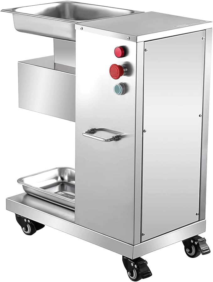 VEVOR 110V Commercial Meat Cutter Machine 1100LB/H Electric Meat Cutting Machine 750W Commercial Meat Slicer 3mm Blade Restaurant Food Slicer Stainless Steel For Kitchen Restaurant Supermarket