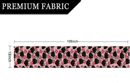 Halloween Table Runner Black Cat Pink Pumpkins Seasonal Kitchen Dining Table Home Outdoor Party Decorations 13x108 Inch
