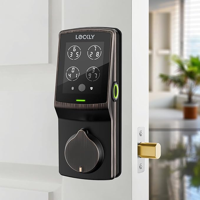 Lockly Secure Plus, Keyless Entry Door Lock, Smart Locks for Front Door, Smart Lock Deadbolt, PIN Genie® Keypad, 3D Biometric Fingerprint Sensor, Auto Lock Smart Door Lock