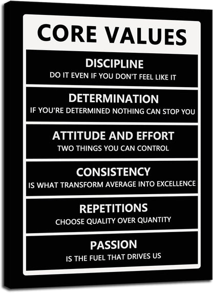 Inspirational Wall Art Painting on Canvas Motivational Entrepreneur Quotes Pictures Core Values Posters and Prints Artwork Modern Inspirational Office Wall Decor Home Gym Decor Framed[30" W X 40" H]