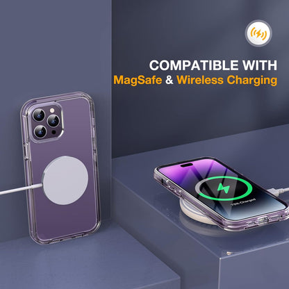 Miracase Glass Series Designed for iPhone 14 Pro Max Case 6.7 Inch, Upgrade Full-Body Bumper Case with Built-in 9H Tempered Glass Screen Protector with Camera Lens Protector, Clear