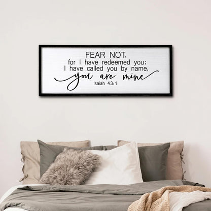 Fear Not for I Have Redeemed You Sign Framed Wall Art, 40''×15'' Rustic Religious Christian Isaiah 43:1 Bible Verse Sign, Horizontal Holy Inspirational Catholic Scripture Decor