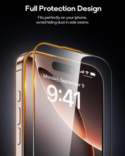 3 Pack for iPhone 16 Plus Tempered Glass Screen Protector, Dust Free CABIN, Auto Positioning, Bubble Free, High Definition, Easy Installation,9H+ Hardness