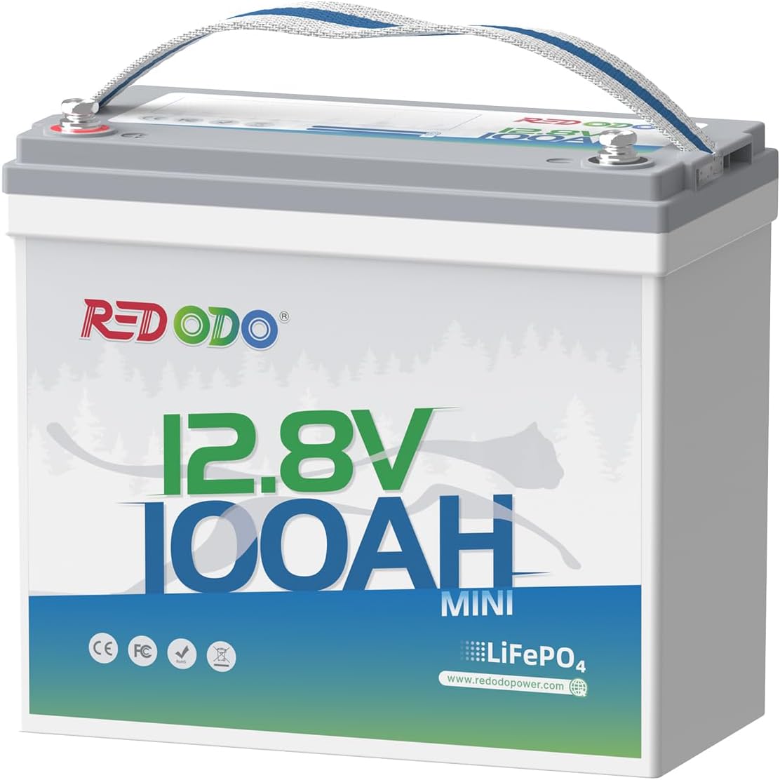 Redodo 12V 100Ah Mini LiFePO4 Battery, Lithium Battery with Upgraded 100A BMS, Up to 15000 Cycles, Install in any directions, Perfect for Solar Home Energy Storage, RV, Trolling Motor