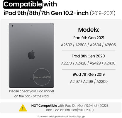 Nillkin iPad 9th Generation (10.2", 2021) Case with Detachable Keyboard, Magic Trackpad, 7-Colors Backlit, Portrait/Landscape Modes, Rugged Keyboard Case with Camera Cover for iPad 8th/7th Gen, Black