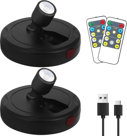 Cordless Spotlight Battery Powered, Indoor Plant Spot Light, Rechargeable Picture Lights with Remote, LED Accent Lighting, Dimmable Display Uplight for Tree Dartboard Decor Painting Art Photo