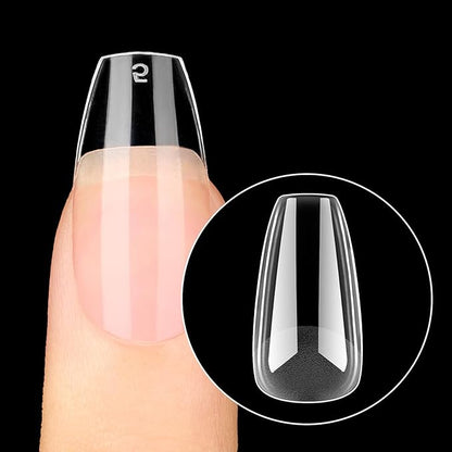 Beetles Short Coffin Nail Tips 576 PCS Half Matte Pre-shape Short Coffin Fake Nails 12 Sizes Full Cover Acrylic False Nails Nail Extension DIY Manicure Gifts for Women