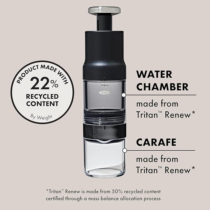 OXO Brew Rapid Brewer - Portable Coffee Maker,Fast Manual Hot & Cold Brew,Small Handheld Brewer,Compact Travel Coffee Maker,(Pack of 4)