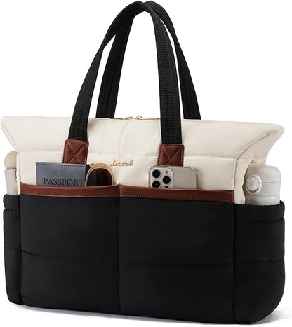 LOVEVOOK Tote Bag for Women,Light Puffer Tote Bag with Multi-pockets,Stylish Carry on Laptop Bags for Daily,Travel,Work,Gym | with Multi-pockets, Stylish, Carry on, for Daily, Travel, Work