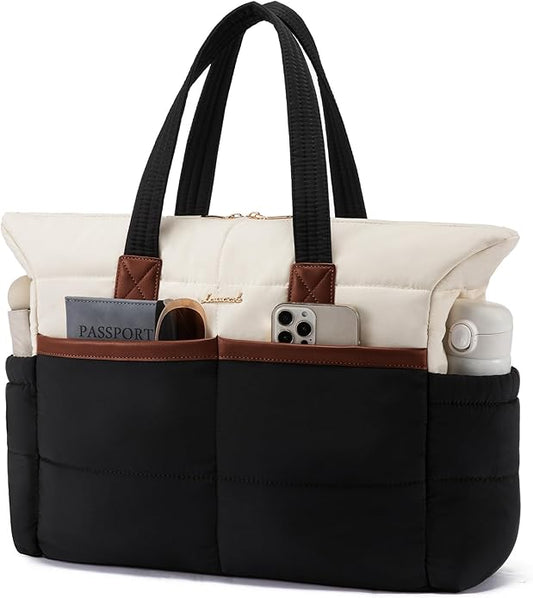 LOVEVOOK Tote Bag for Women,Light Puffer Tote Bag with Multi-pockets,Stylish Carry on Laptop Bags for Daily,Travel,Work,Gym | with Multi-pockets, Stylish, Carry on, for Daily, Travel, Work