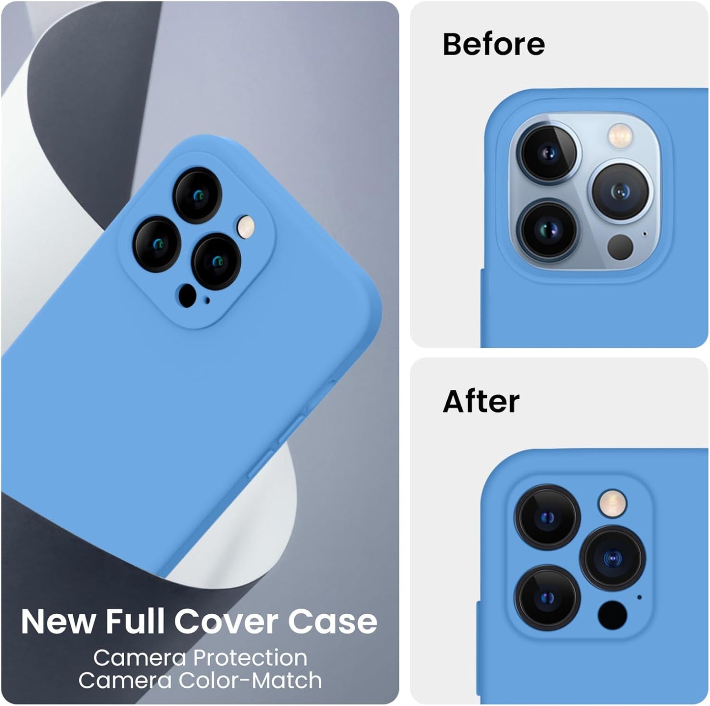 FireNova Designed for iPhone 13 Pro Max Case, Silicone [Camera Protection] Phone Case with [2 Screen Protectors], Soft Anti-Scratch Microfiber Lining Inside, 6.7 inch, Blue