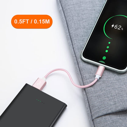 CableCreation USB A to Lightning Cable 6inch, Short iPhone Charging Data Sync Cord [MFi Certified] for iPhone 14/14 Pro, AirPods Pro, iPad, 0.15M, Pink
