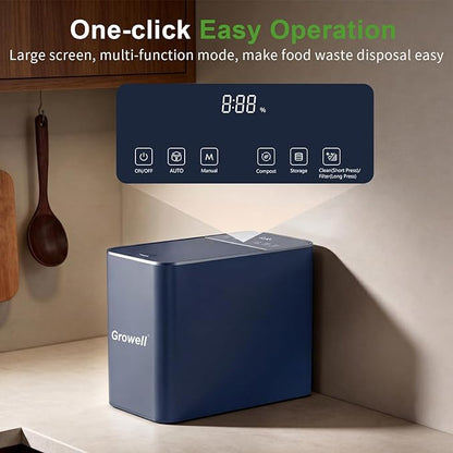 Electric Composter for Kitchen, 3.2L Countertop Compost Bin with Strong Brushless Motor(2X Longer Lifespan), Quiet & Odorless, Indoor Food Waste Composter with LED Display, Auto-Cleaning, EC04