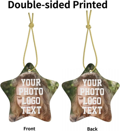 Custom Unique Photo Christmas Ornaments Personalized Family Xmas Tree Ornament with Your Picture and Text 2022 Pentagram Ornament, Decoration Gift (Pentagram)