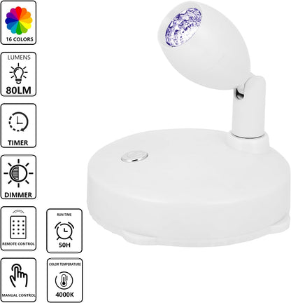 Cordless Spotlight Battery Operated, RGB Indoor Plant Light, Dimmable Accent Uplight with Remote, Color Changing Display Lighting for Picture Tree Photo Dartboard Painting Art