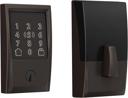 Schlage Encode Plus Smart Wi-Fi Lock for Front Door, Keyless Entry Deadbolt, Unlock with Apple Watch, Built-in WiFi and App Control, Easy Install, Alexa & Apple HomeKit Compatible, Aged Bronze