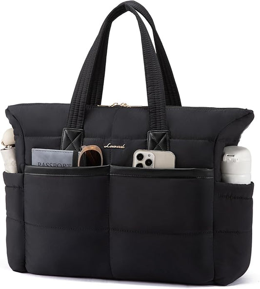 LOVEVOOK Tote Bag for Women,Light Puffer Tote Bag with Multi-pockets,Stylish Carry on Laptop Bags for Daily,Travel,Work,Gym | with Multi-pockets, Stylish, Carry on, for Daily, Travel, Work
