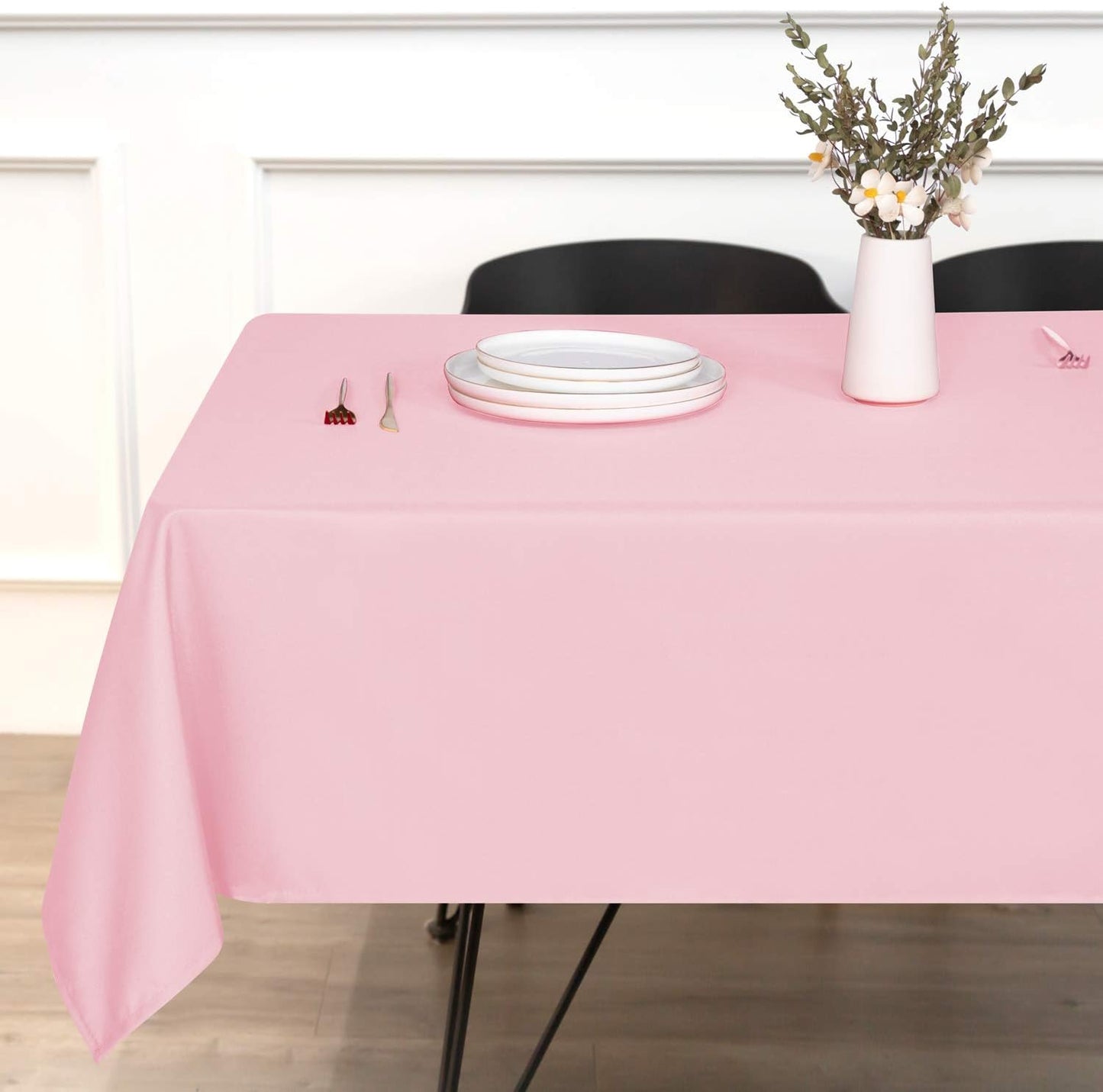 sancua Rectangle Tablecloth - 60 x 102 Inch - Stain and Wrinkle Resistant Washable Polyester Table Cloth, Decorative Fabric Table Cover for Dining Tables, Buffet Parties and Camping, Pink