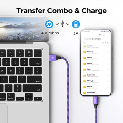 etguuds 4ft USB A to USB C Cable 3A Fast Charging, 2-Pack USB A to USB Type C Charger Cord for iPhone 16 15 Pro/Pro Max/Plus, for Samsung Galaxy S24 S23 S22 S21 S20 S10 A55 A54 Flip Note, Moto, Purple