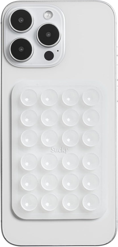 SUCKY Silicone Suction Phone Case Adhesive Octo Cup Buddy Mount - Anti-Slip Holder, Hands-Free Phone Accessory for iPhone & Android - Sticky Grip for Selfies, Videos - Clear