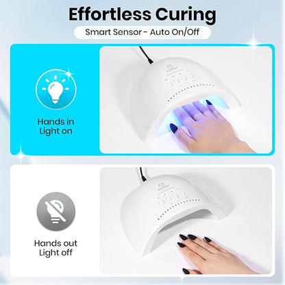 Beetles UV Nail Lamp - LED Nail Lamp with 3 Timer 30/60/120s UV Light for Gel Nails Smart Sensor Nails Dryer for Fast Curing Gel Polish Top Coat and Base Coat, DIY Salon Manicure Art Tools, White